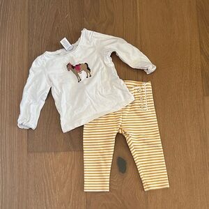 Janie and Jack Yellow Striped Leggings and LS tee outfit